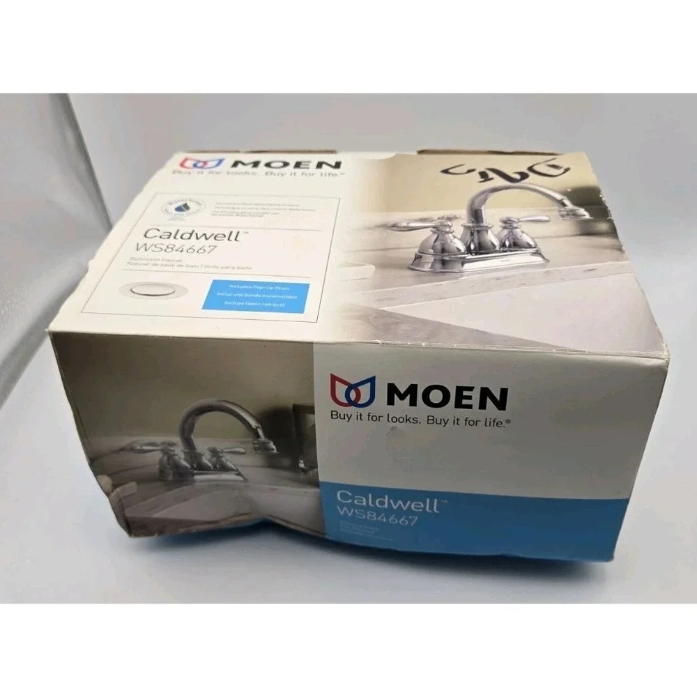 Moen Caldwell WS84667 Chrome 2 Handle Bathroom Faucet Open Box Complete?